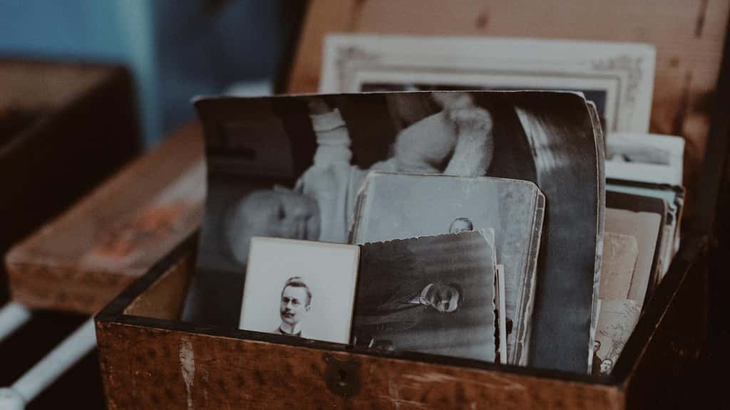 Box with photographs inside