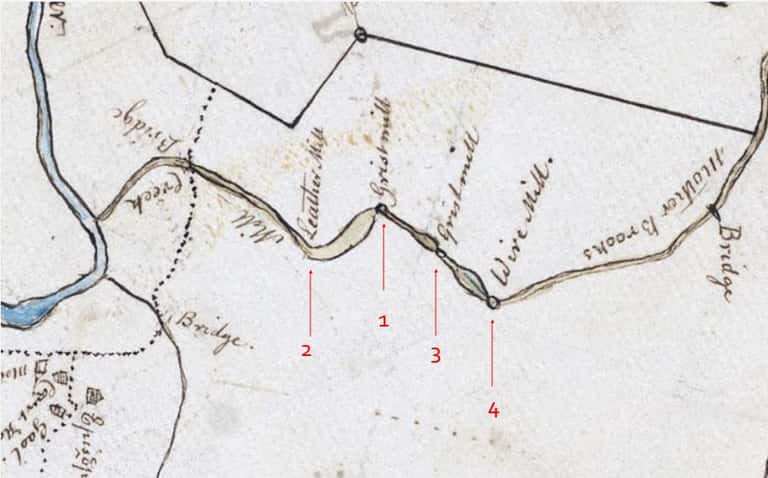 Map from 1795 with numbers