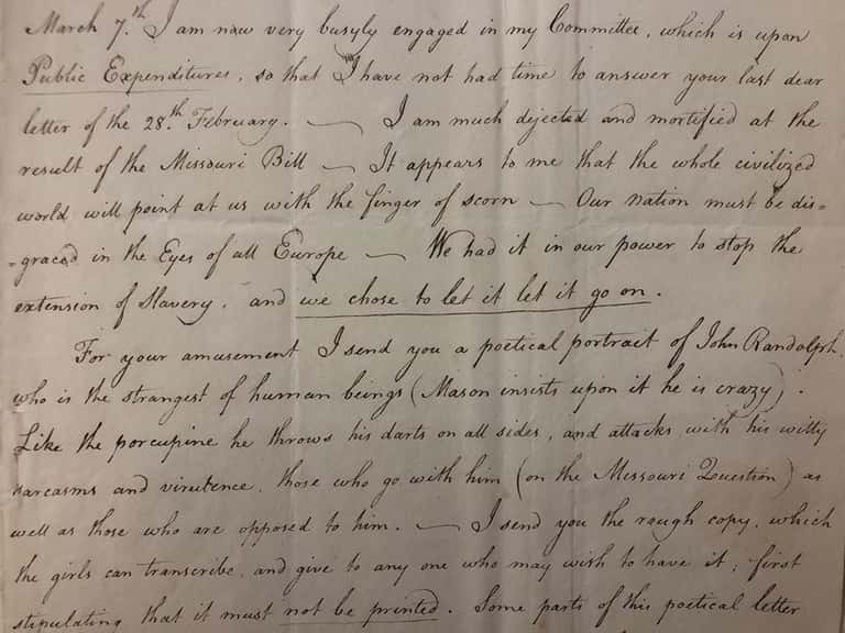 Excerpt from Dowse Missouri Compromise document