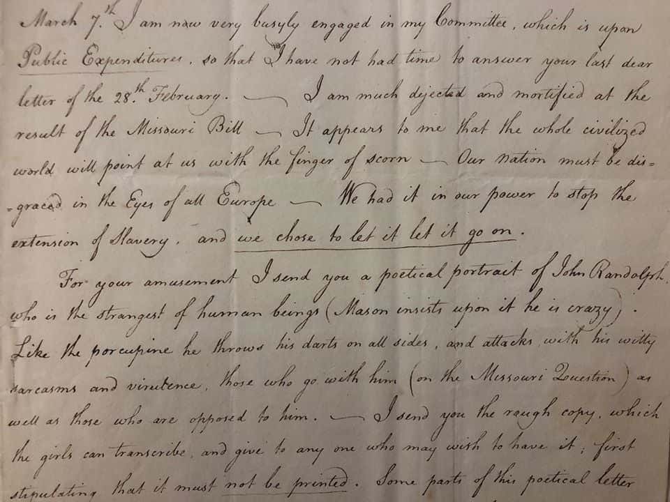 Excerpt from Dowse Missouri Compromise document