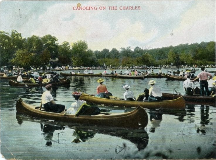 People canoeing on the Charles