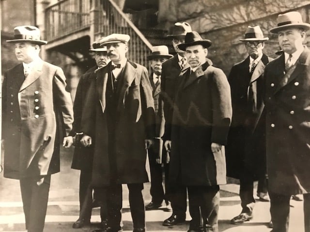 Men from Sacco & Vanzetti Trial outside